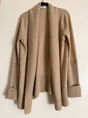 Vince Sweater Cardigan Womens S Cream Wool Cashmere Open Front Shawl Long Sleeve